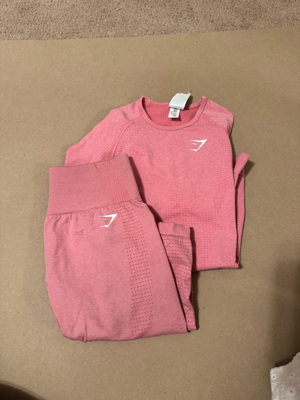 Gymshark Pink Seamless Long Sleeve Top & High-Waist Leggings Set